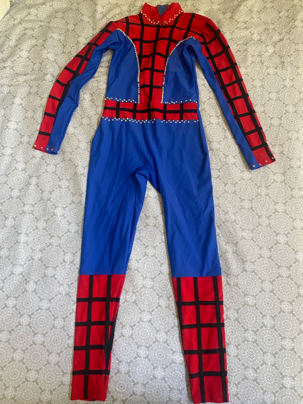 Custom Blue and Red Spiderman Themed unitard Dance Costume - girls 7/8